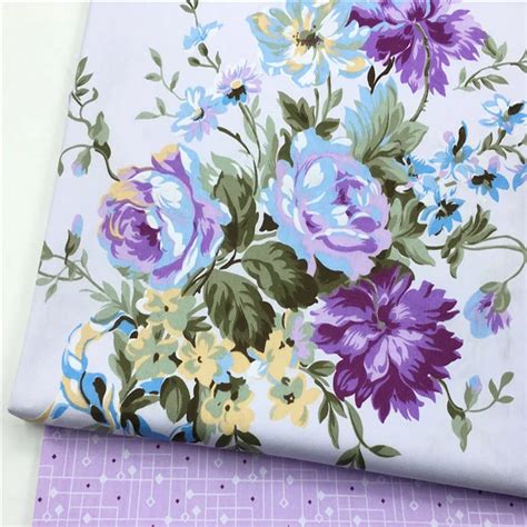 Purple Floral Premium Metallic Cotton Fabric 